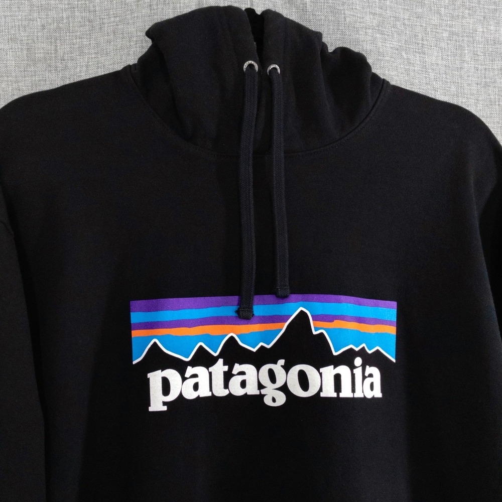 Patagonia P-6 Logo Uprisal Hoody Men's XL Black Heavyweight Pullover 39622